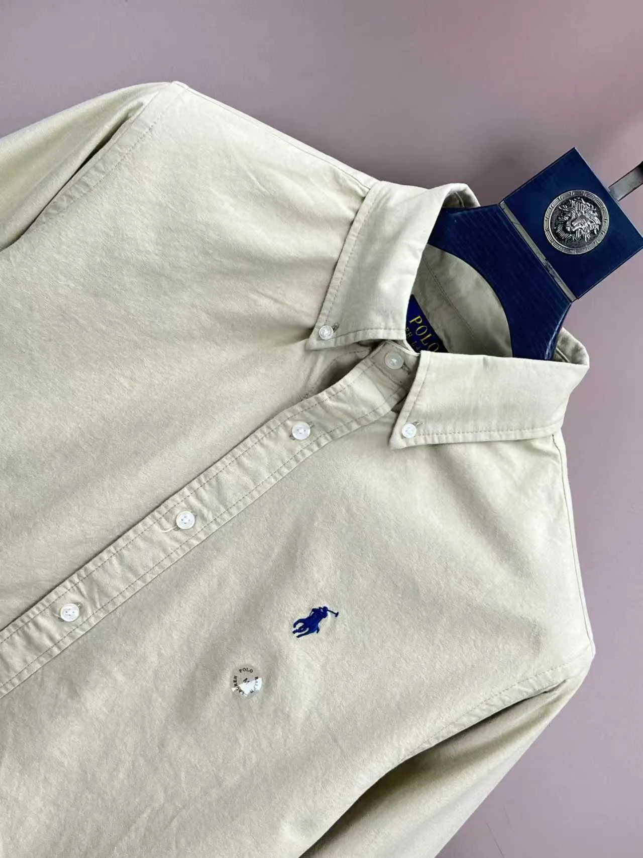 P360 Polo 25ss new solid color logo embroidered buttoned long-sleeved shirt men's high version code number: XS.S.M.L.XL.
